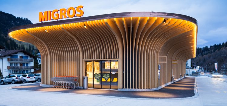 Ritter Schumacher: Bus station + Migros grocery store Churwalden